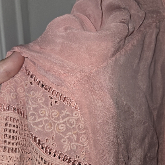 Johnny Was Crochet Light Pink 3/4 Sleeve XS Tunic Blouse - Picture 7 of 7